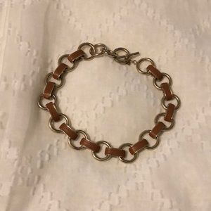 Leather and Gold Link Necklace